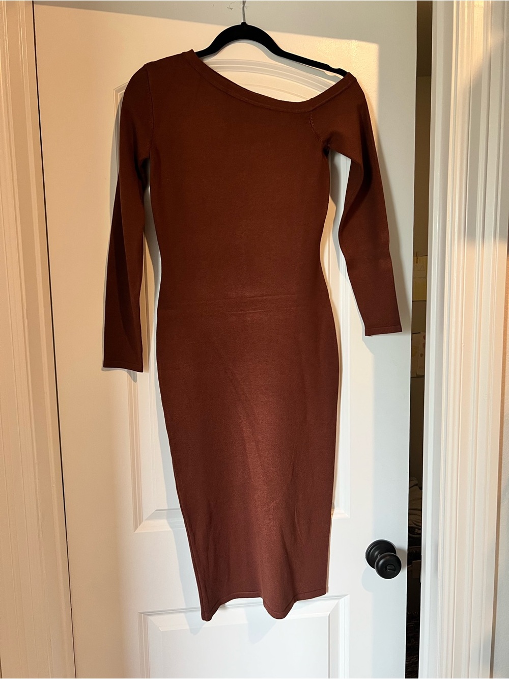 Women's Brown Long Sleeve Bodycon Dress